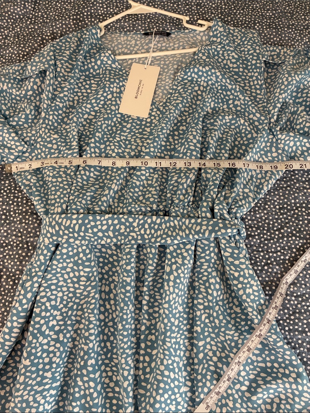 BloomChic Sky Blue & White Dot Midi Dress - Picture 4 of 9